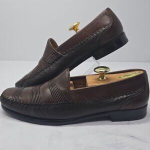 Melzan Brown Leather Slip On Loafers, Men's 9